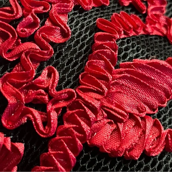 RIBBON embroidered Red Floral Skirt - Picture 9 of 10